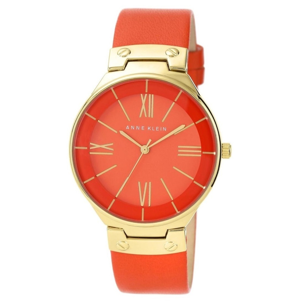 ANNE KLEIN • Orange & Gold Leather Watch - Picture 1 of 10
